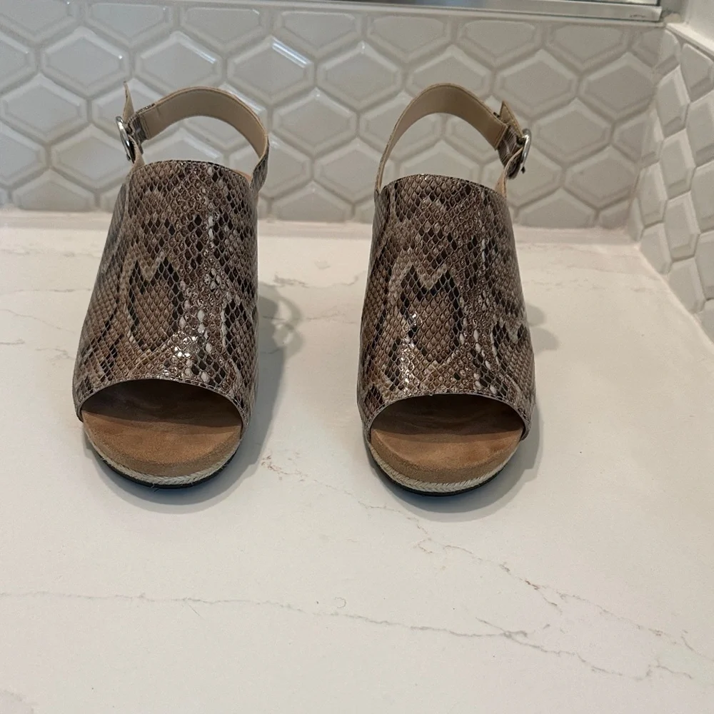Sole Society Snakeskin Open-Toe Women's Wedge Espadrille Sandals Size 8 1/2